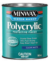 Minwax Polycrylic CM6222244 Protective Finish, Matte, Liquid, 1 qt